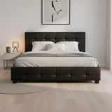 Double PU Leather Deluxe Bed Frame Black - 45-Degree Angle