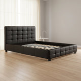 Double PU Leather Deluxe Bed Frame Black - Close-Up Angle