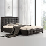 Double PU Leather Deluxe Bed Frame Black - Front View