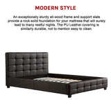 Double PU Leather Deluxe Bed Frame Black - Close-Up Angle