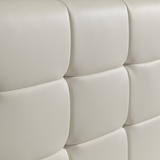 Queen PU Leather Deluxe Bed Frame White - Low Angle