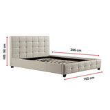 Queen PU Leather Deluxe Bed Frame White - Low Angle