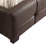 Queen PU Leather Deluxe Bed Frame Brown - Top-Down View