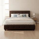 Queen PU Leather Deluxe Bed Frame Brown