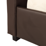 Queen PU Leather Deluxe Bed Frame Brown - Rear View