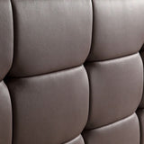 Queen PU Leather Deluxe Bed Frame Brown - Low Angle