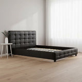 Queen PU Leather Deluxe Bed Frame Black - Front View
