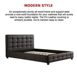 Queen PU Leather Deluxe Bed Frame Black - Extra Image