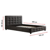 Queen PU Leather Deluxe Bed Frame Black - Low Angle