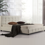 King PU Leather Deluxe Bed Frame White - Front View