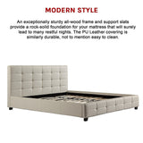 King PU Leather Deluxe Bed Frame White - Close-Up Angle