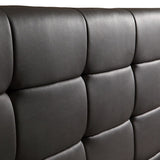 King PU Leather Deluxe Bed Frame Black - Low Angle