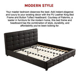 King PU Leather Deluxe Bed Frame Black - Extra Image