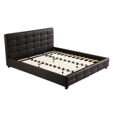 King PU Leather Deluxe Bed Frame Black