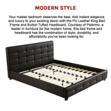 King PU Leather Deluxe Bed Frame Black - Close-Up Angle