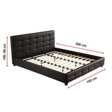 King PU Leather Deluxe Bed Frame Black - Low Angle