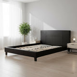 Queen PU Leather Bed Frame Black - Front View