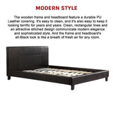 Queen PU Leather Bed Frame Black - Extra Image