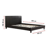 Queen PU Leather Bed Frame Black - Extra Image
