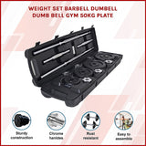 Weight Set Barbell Dumbell Dumb Bell Gym 50kg Plate - Side View