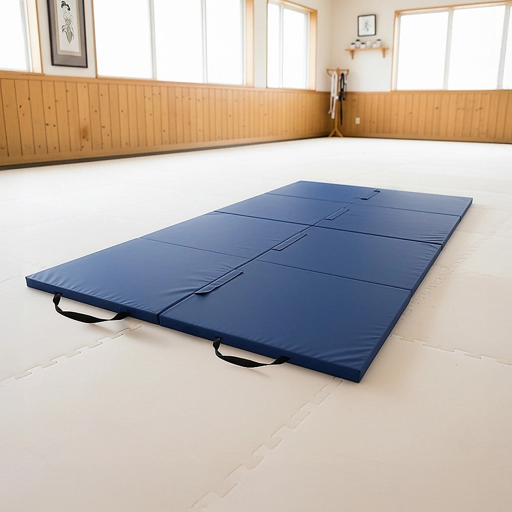 Folding Blue Exercise Mat – Gymnastics, Martial Arts, Yoga, Karate & Judo Training