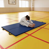 Folding Blue Exercise Mat – Gymnastics, Martial Arts, Yoga, Karate & Judo Training - Rear View