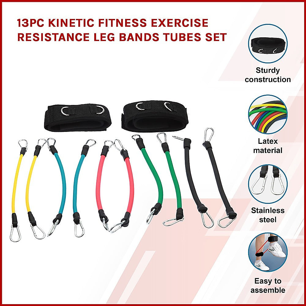 13PC Resistance Bands Set  Fitness Exercise Tubes with Handles & Leg Bands