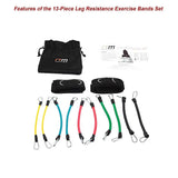 13PC Resistance Bands Set  Fitness Exercise Tubes with Handles & Leg Bands