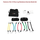 13PC Kinetic Fitness Exercise Resistance Leg Bands Tubes Set - Rear View