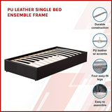 PU Leather Single Bed Ensemble Frame - Side View