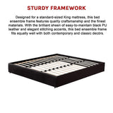 PU Leather King Bed Ensemble Frame - Low Angle