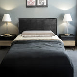 PU Leather Single Bed Headboard Bedhead - Black - Front View