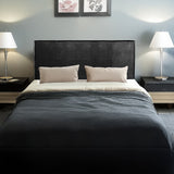 PU Leather Double Bed Headboard Bedhead - Black - Front View