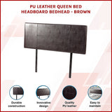 PU Leather Queen Bed Headboard Bedhead - Brown - Side View