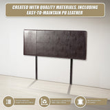 PU Leather Queen Bed Headboard Bedhead - Brown - Low Angle