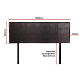PU Leather Queen Bed Headboard Bedhead - Brown - Extra Image