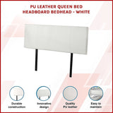 PU Leather Queen Bed Headboard Bedhead - White - Side View