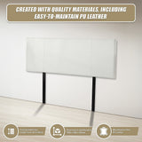 PU Leather Queen Bed Headboard Bedhead - White - Low Angle