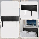 PU Leather King Bed Headboard Bedhead - Black - Close-Up Angle