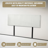 PU Leather King Bed Headboard Bedhead - White - Low Angle