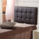 PU Leather Single Bed Deluxe Headboard Bedhead - Brown - Front View