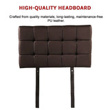 PU Leather Single Bed Deluxe Headboard Bedhead - Brown - 45-Degree Angle