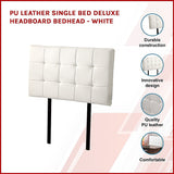 PU Leather Single Bed Deluxe Headboard Bedhead - White - Side View