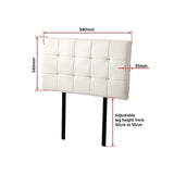 PU Leather Single Bed Deluxe Headboard Bedhead - White - Rear View