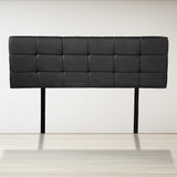 PU Leather Double Bed Deluxe Headboard Bedhead - Black - Front View