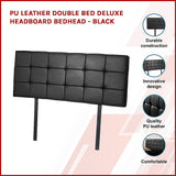 PU Leather Double Bed Deluxe Headboard Bedhead - Black - Side View