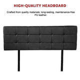 PU Leather Double Bed Deluxe Headboard Bedhead - Black - Rear View