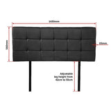 PU Leather Double Bed Deluxe Headboard Bedhead - Black - Close-Up Angle
