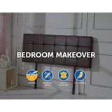 PU Leather Double Bed Deluxe Headboard Bedhead - Brown - Top-Down View