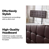 PU Leather Double Bed Deluxe Headboard Bedhead - Brown - 45-Degree Angle